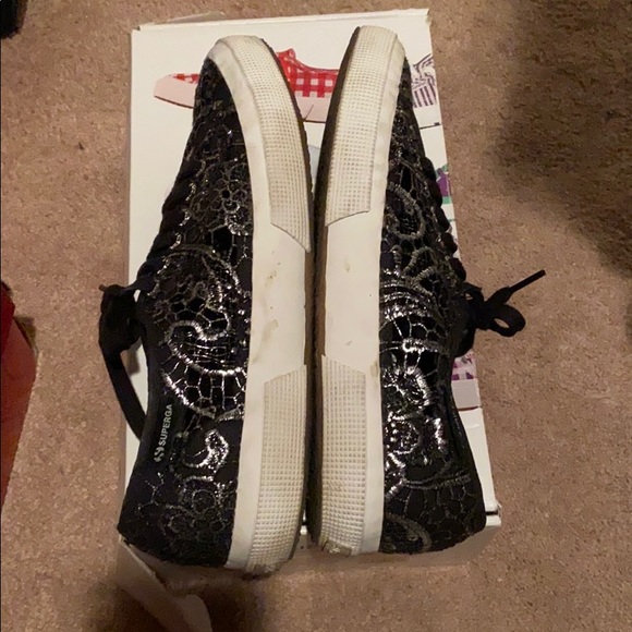Superga macrame black & silver sneakers size 9 - Picture 4 of 5